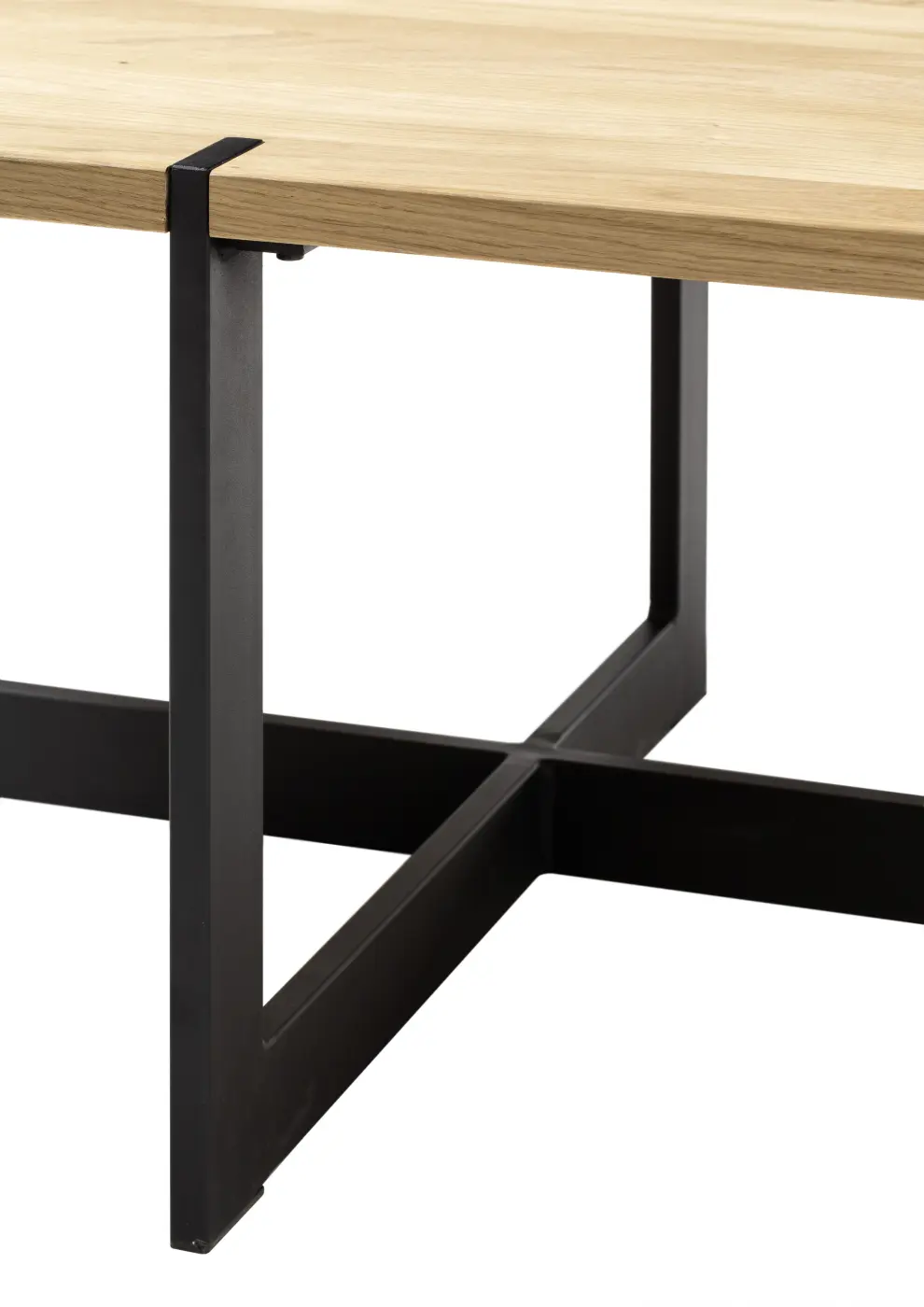 Couchtisch       FS Eiche massiv/Metall schw. BHT ca. 110x 40x60 cm